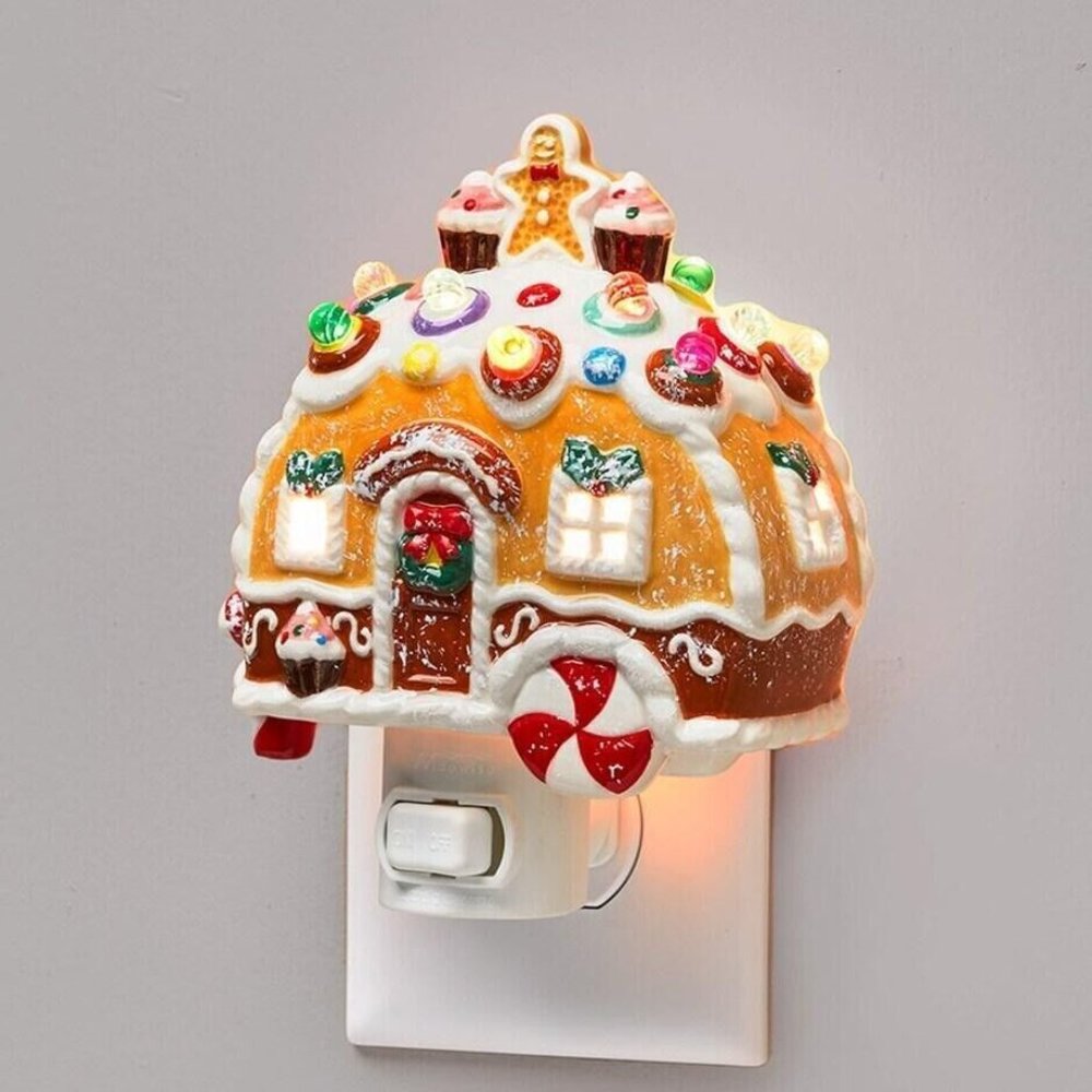 Lighted Gingerbread Camper Nightlight Christmas Accent Holiday